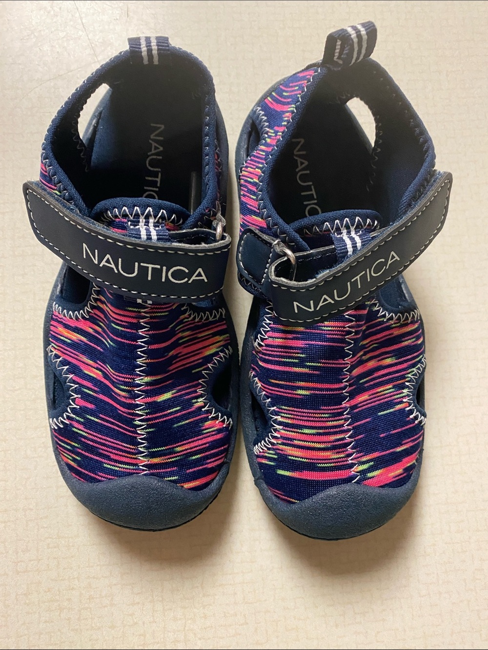 Nautica Kids Navy with Pink Multi-Accent Hook-and-Loop Sandals